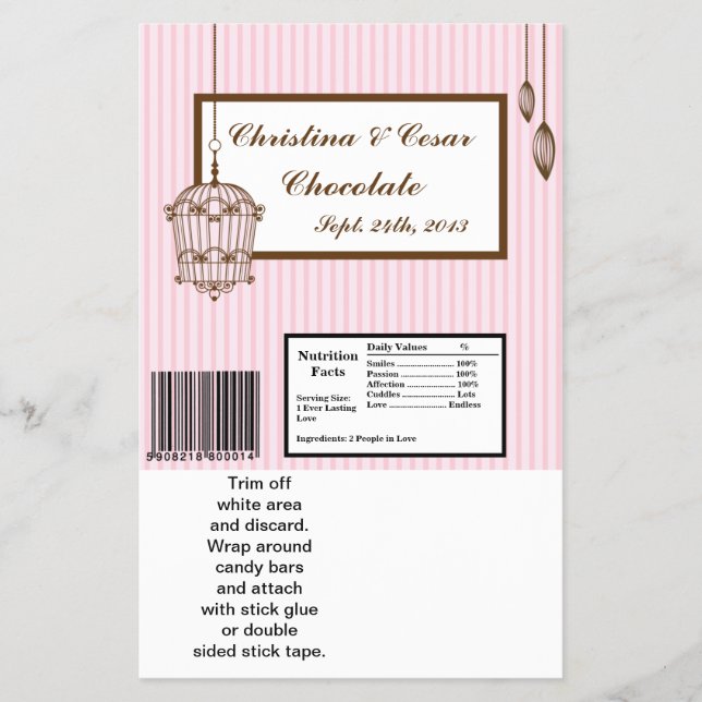 Flyer Birdcage/Stripes rosadas com grande Bar de Hershey (Frente)