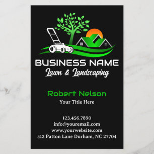 Flyer Black Green Modern Lawn Care Landscaping Business