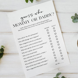 Flyer Black Modern Simple Baby Shower Mom Dad Game