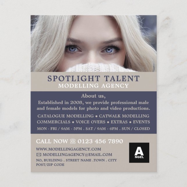 Flyer Blonde Model, Modelation Agency, Model Agent (Frente)