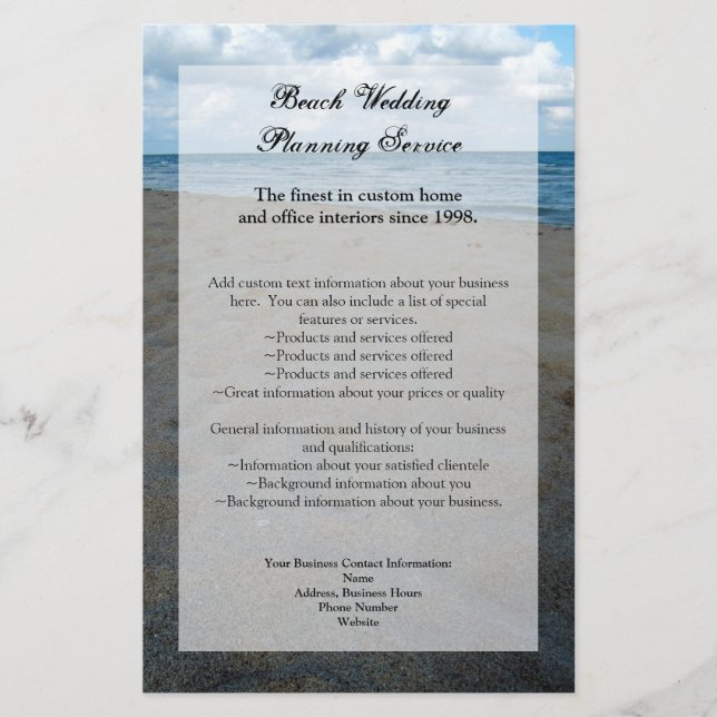 Flyer Blue and Brown Sands ~ Beach Weding (Frente)