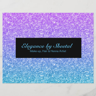 Flyer Blue and pink ombre faux glitter texture