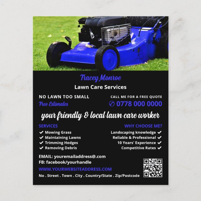Flyer Blue Garden Lawn-Mower, Serviços de Cuidados Lança (Frente)