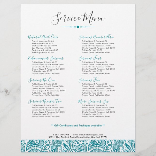 Flyer Blue-Green Vintage Paisley Lace (Frente)