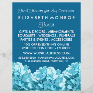 Flyer Blue Hydrangea, Publicidade em Floresta
