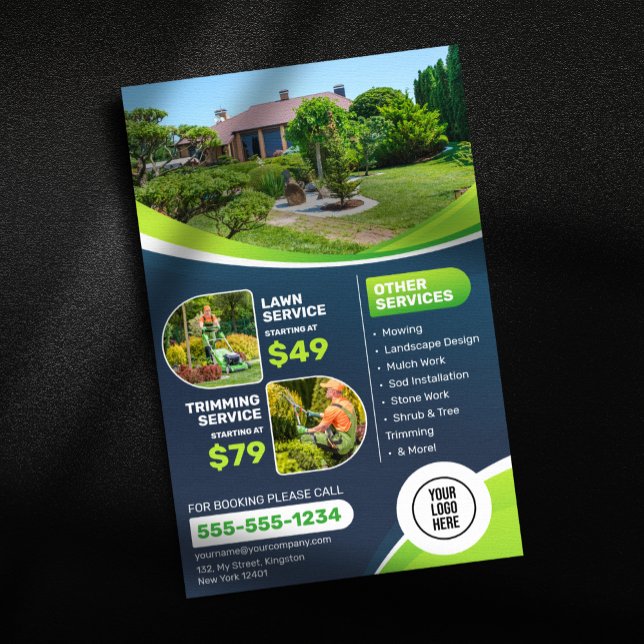 Flyer Blue Lawn Care Landscaping Trimming Service (Criador carregado)