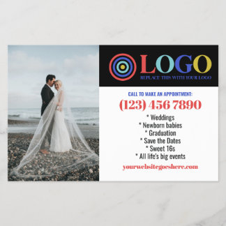 Flyer Blue Red Logo Photos Promo Small Business