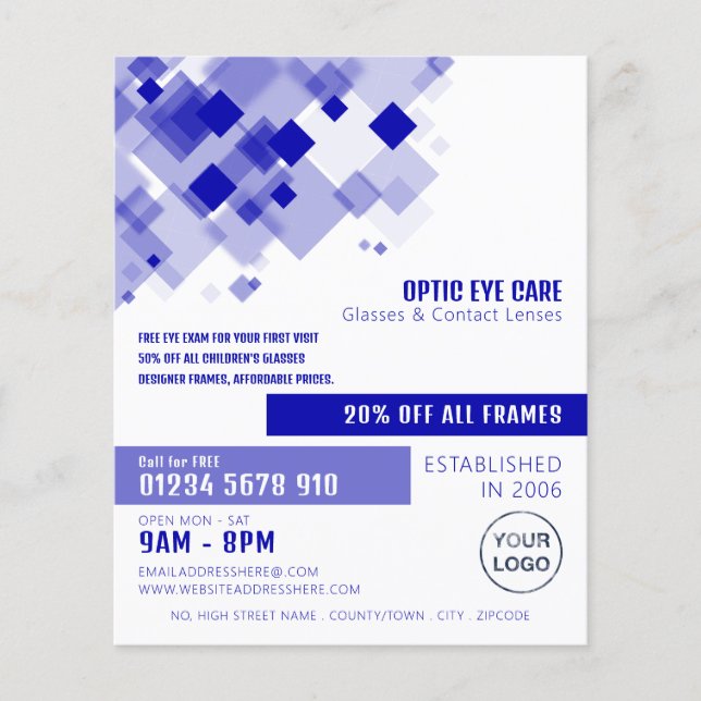 Flyer Blue Squares, Optista, técnico (Frente)