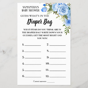 Flyer Blue What is in the fralda bag chá game card (O qu