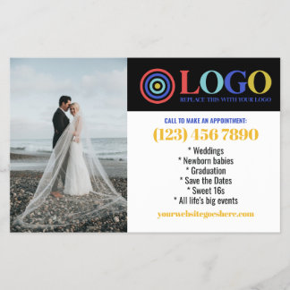 Flyer Blue Yellow Logo Photos Promo Small Business