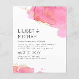 Flyer Blush Dourado Moderno BAIXO Casamento ORÇAMENTAL