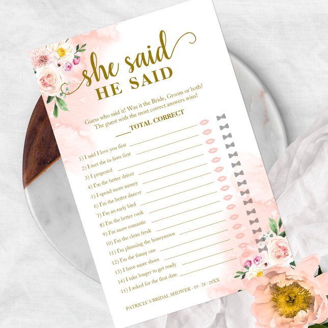 Flyer Blush Floral Chá de panela Ele Disse Que Ela Disse (Criador carregado)