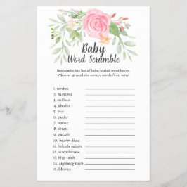 Flyer Blush Peonies Baby Word Scramble