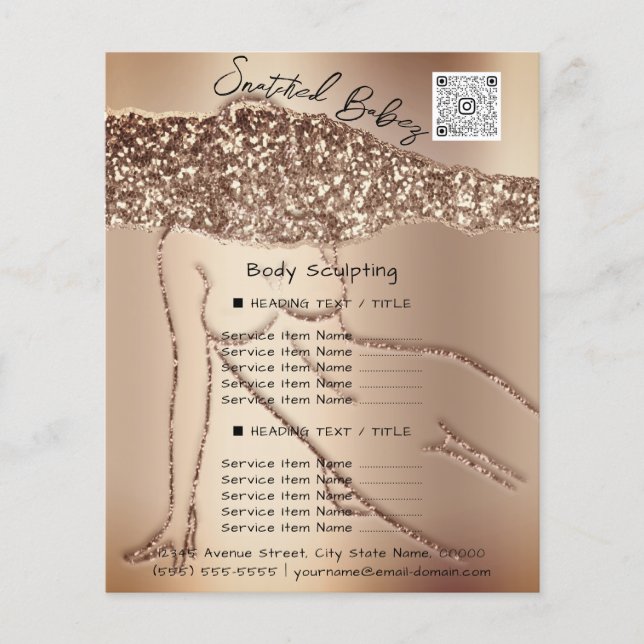 Flyer Body Sculpting Beauty Hair Salon QR LOGO Rose (Frente)