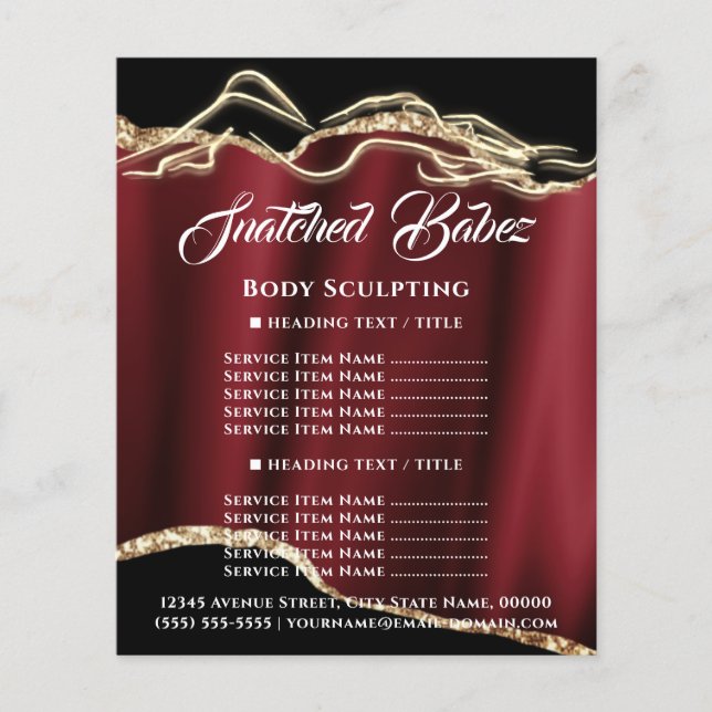 Flyer Body Sculpting Logo Red Gold Price List   (Frente)