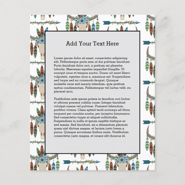 Flyer Bohemian Feather Dreamcatcher Blue Antler Arrow (Frente)