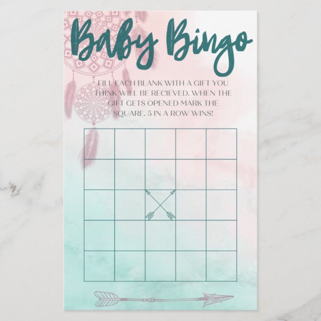 Flyer Boho Baby Bingo (Frente)