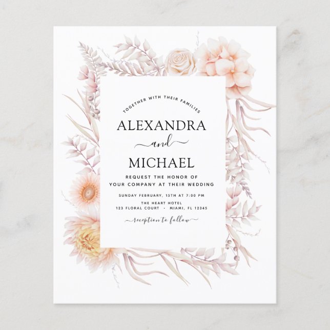 Flyer Boho Chic Dusty Pink Desert Wedes (Frente)