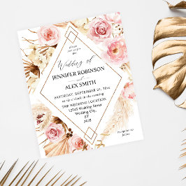 Flyer Boho de Orçamento, Rosa e Beige, Casamento Dourado