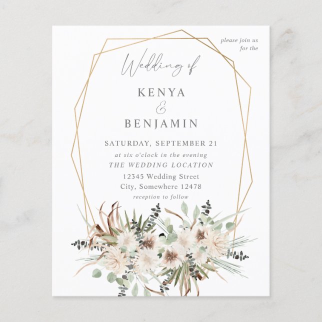 Flyer Boho Eucalyptus & Beige Casamento Floral 2 (Frente)