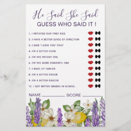 Flyer Boho Lemons E Lavanda Disse Que Ela Disse Jogo