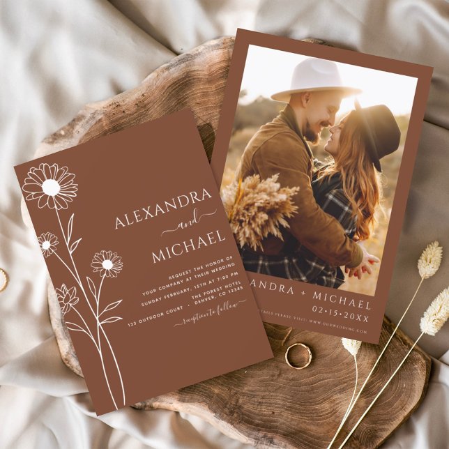 Flyer Boho Moderno de Boho Convites Florais para Casamen (Criador carregado)