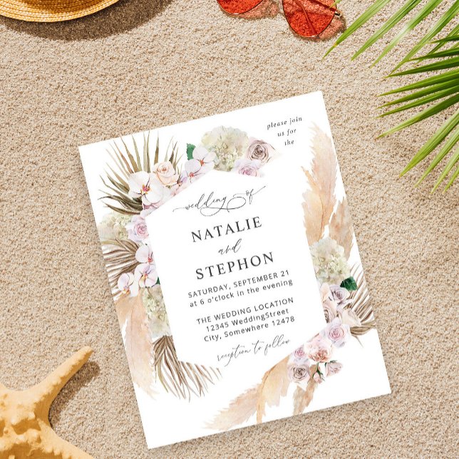 Flyer Boho Pampas Grass Beach Casamento Floral (Criador carregado)