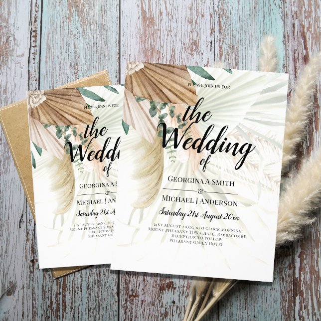 Flyer BoHO Pampas Grass Beige Green Terracotta Casamento (Criador carregado)