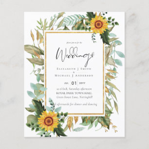 Flyer Boho Sunflower Greenery Watercolor BUDGET