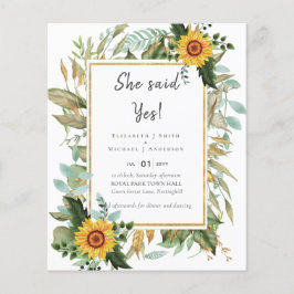 Flyer Boho Sunflower Greenery Watercolor BUDGET