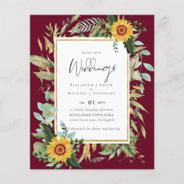 Flyer Boho Sunflower Greenery Watercolor BUDGET