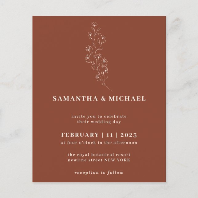 Flyer Boho Terracota Indie Rústico Botânico orçamento (Frente)