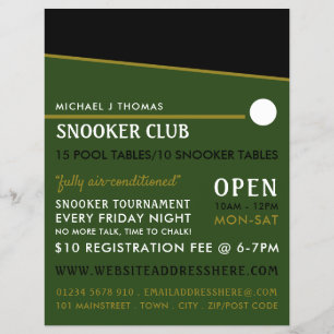 Flyer Bola Cue, Clube de Piscinas, Publicidade no Snooke