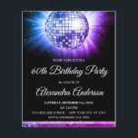 Flyer Bola de Disco da Festa de aniversário 70 da 60ª Pú<br><div class="desc">Orçamento Festa de aniversário 60 do Disco Ball Convite de festas 70. O Convite de aniversário 60º rosa e roxo é perfeito para uma moderna Festa de aniversário 60º. Os produtos correspondentes personalizados podem ser criados pelo Designer por solicitação.</div>