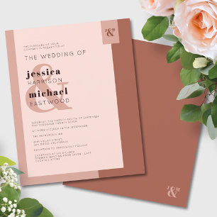 Flyer Boletim de Casamento Terracotta Monograma Convite