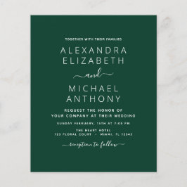 Flyer Boletim de Convite para Casamento Verde Emerald