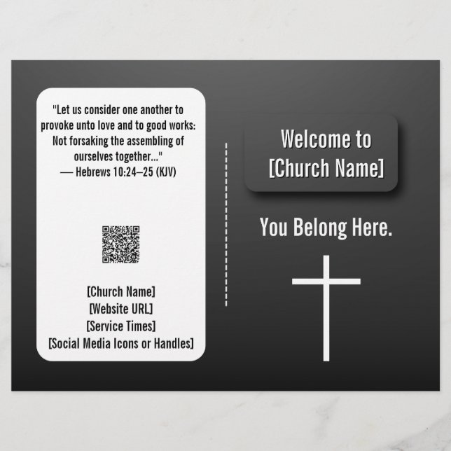 Flyer Boletim de Igreja com Gradiente Preto Moderno (Frente)
