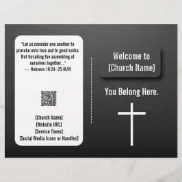 Flyer Boletim de Igreja Contemporâneo Preto Moderno