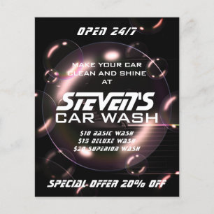 Flyer Bolhas de sabão lavagem de carros