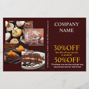Flyer Bolo de sobremesa moderno confeiteiro padaria