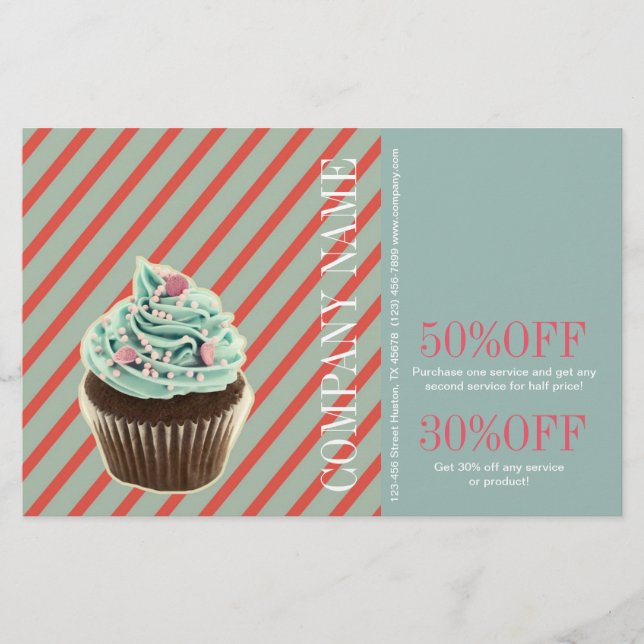 Flyer bolos femininos vintage catering padaria cupcake (Frente)