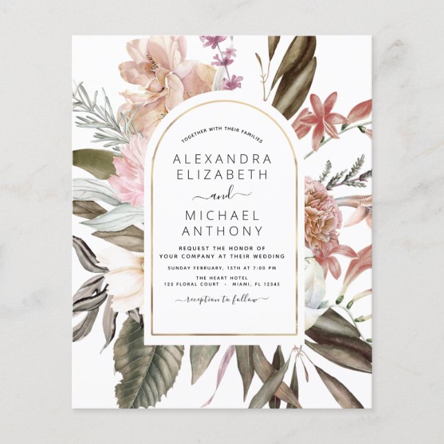 Flyer Bolsa de Boho Dusty Pink Burgundy Convite (Frente)