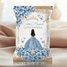 Bolsa de Lanche Quinceanera Azul Dourado Luxo