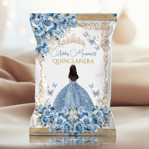Flyer Bolsa de Lanche Quinceanera Azul Dourado Luxo