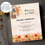 Flyer Bolsa de laranja de aniversário<br><div class="desc">Por favor, note que este convite está no papel de folheto e é muito fino. Os envelopes não estão incluídos. Para convites mais espessos (mesmo design) visite nossa loja. Um fundo rosa dourado, cor-de-rosa-claro. Decorado com uma safra lateral e flores laranja. Personalize e adicione um nome e detalhes da parte....</div>