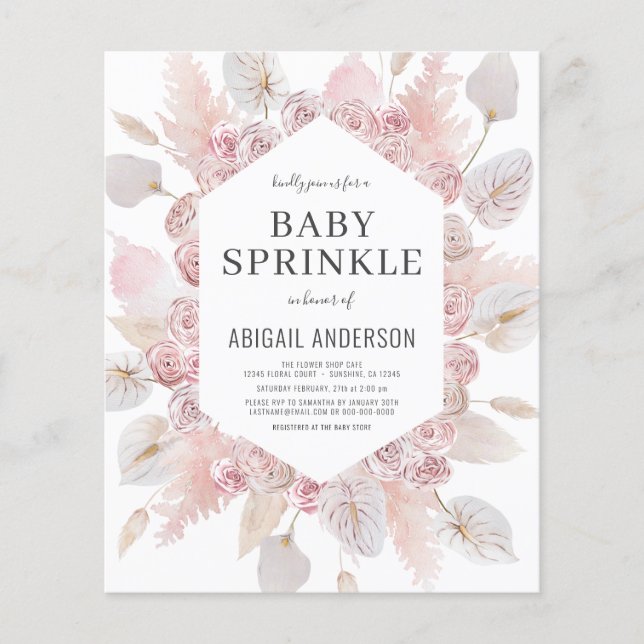 Flyer Bolsa de Orçamento Frascos de Bebê Blush Convite R (Frente)