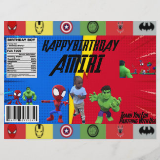 FLYER BOLSAS DE CHIPS COM TEMA DE SUPER-HERÓI