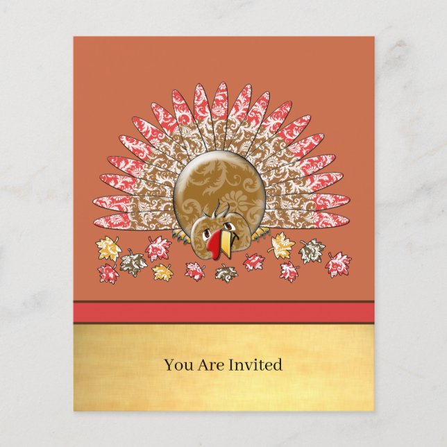 Flyer Bonita Cartoon Ação de Graças Turquia (Frente)