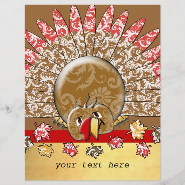 Flyer Bonita Cartoon Ação de Graças Turquia (Frente)