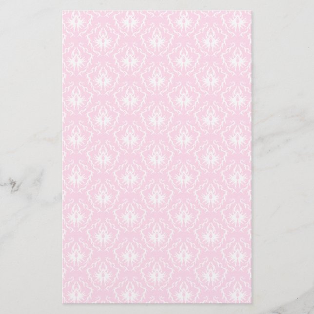 Flyer Bonito cor damasco rosa pálido com branco. (Frente)